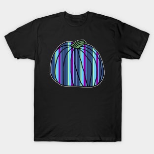 Halloween Horror Pumpkin Mostly Blue Stripes T-Shirt